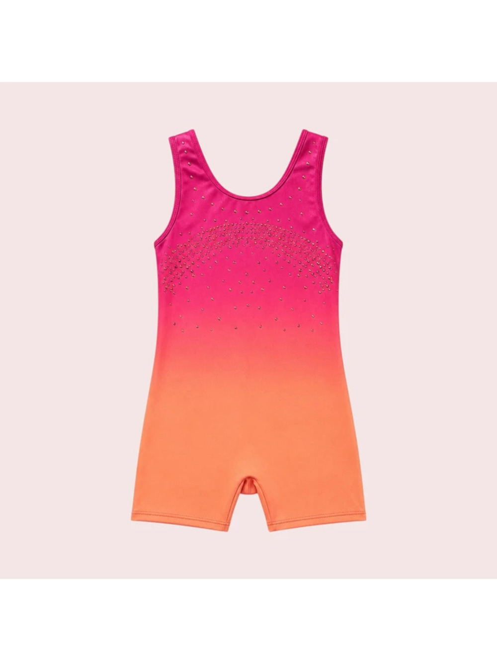 More Than Magic Girls Gymnastics Biketard Pink Orange Rhinestone Size XS 4/5